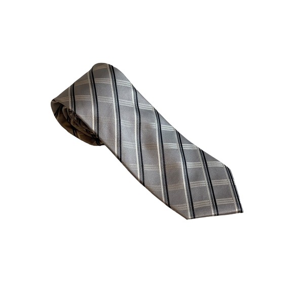 Men's Silve‎ Striped Lord R Colton ROYAL LABEL Neck Tie - Silver, Gray, Black!!! - Picture 1 of 5
